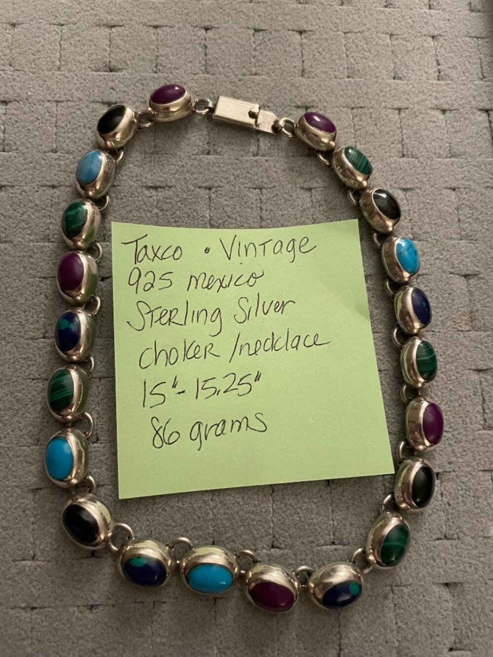 LAST Vintage Taxco Sterling Silver Necklace 86 grams 15" Mid Century Mexico 925 - Picture 14 of 15